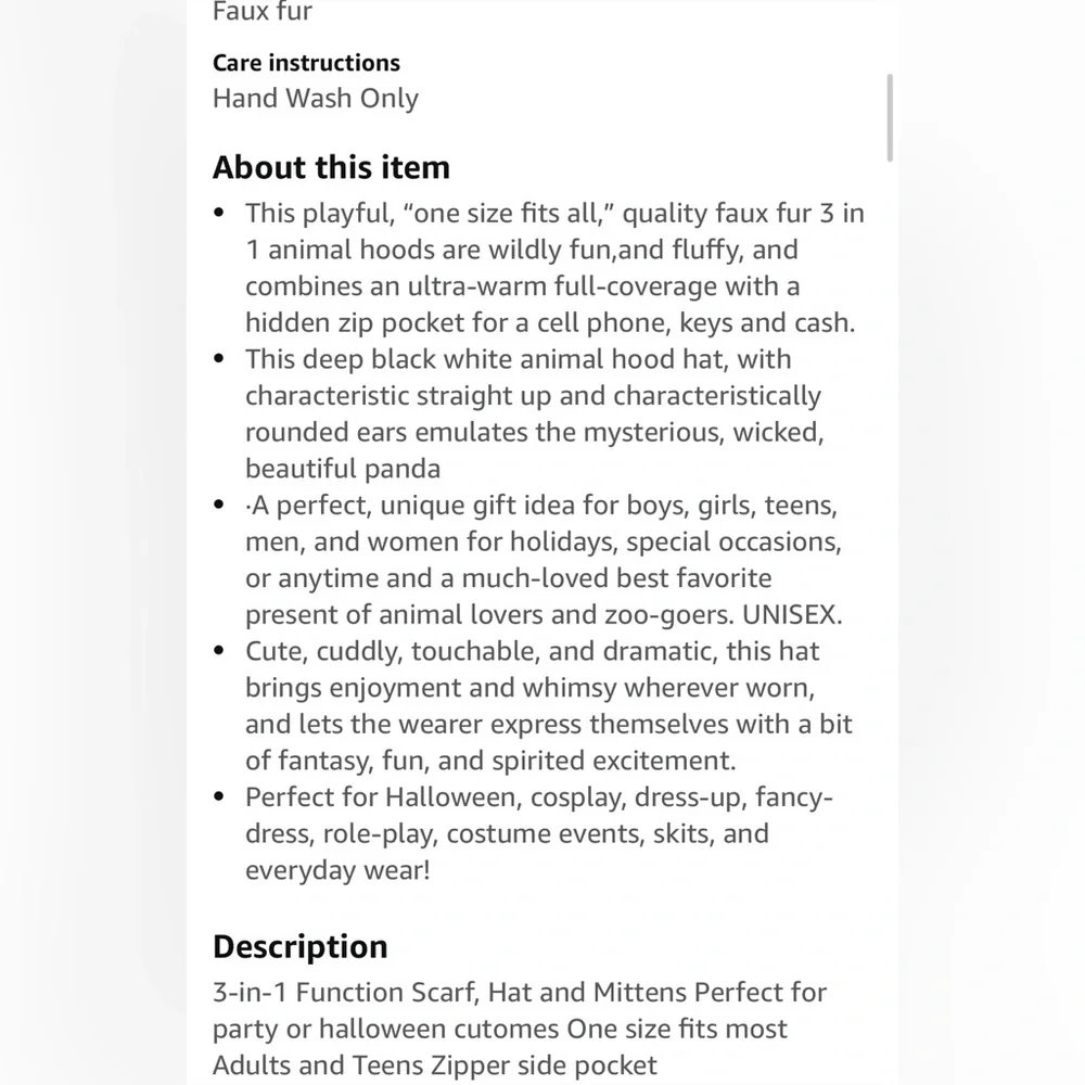 🐼 Panda 3 in 1 scarf hat and mittens! 🐼 - Picture 6 of 8